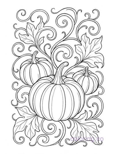 Intricate Art Nouveau Pumpkin Coloring Page