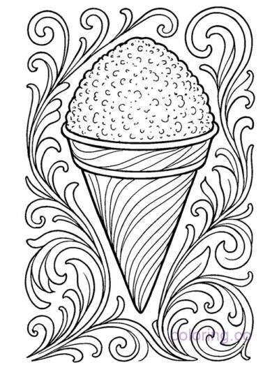 Intricate Art Nouveau Snow Cone Coloring Page