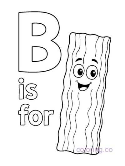 B is for Bacon Coloring Page for Preschoolers