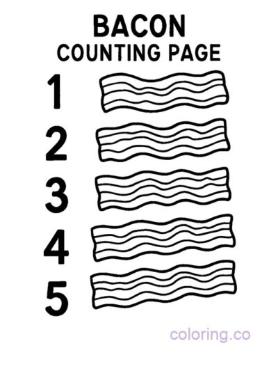 Fun Bacon Counting Coloring Page for Preschool