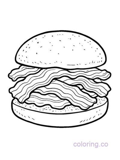 Fun Bacon Sandwich Coloring Page for Preschoolers