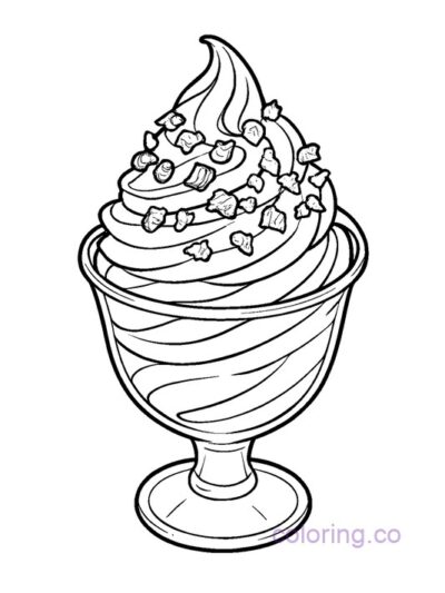 Fun Bacon Sundae Coloring Page for Kids
