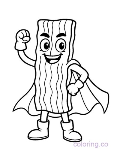 Bacon Superhero Coloring Page for Preschool Kids
