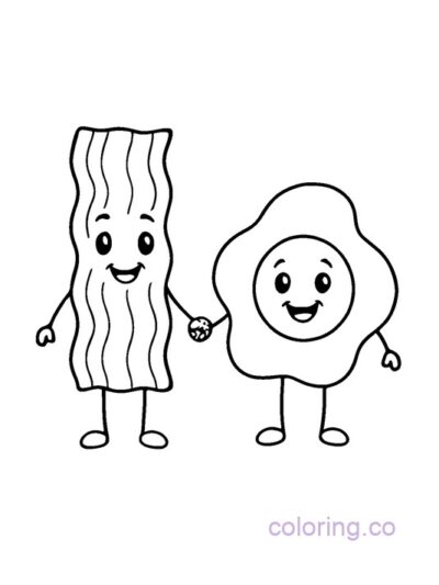 Cute Bacon and Eggs Coloring Page for Preschoolers