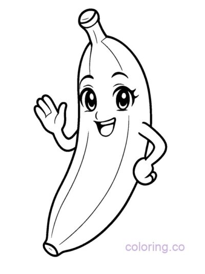 Anime Banana Character Coloring Page