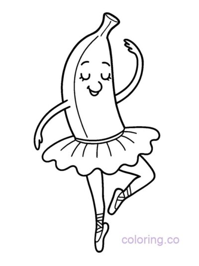 Adorable Banana Ballet Dancer Coloring Page