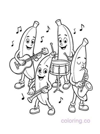 Fun Banana Band Coloring Page