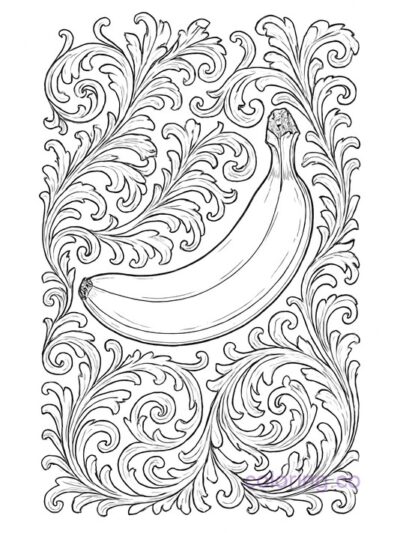 Intricate Banana Baroque Coloring Page