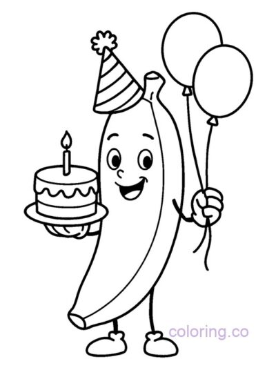 Banana Birthday Party Coloring Page