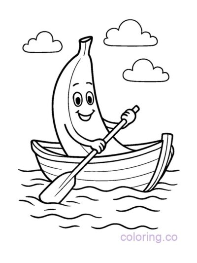 Banana Boat Adventure Coloring Page