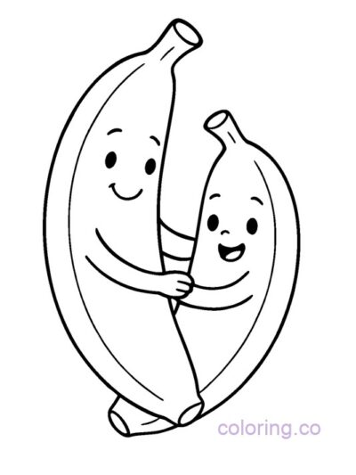 Adorable Banana Family Coloring Page