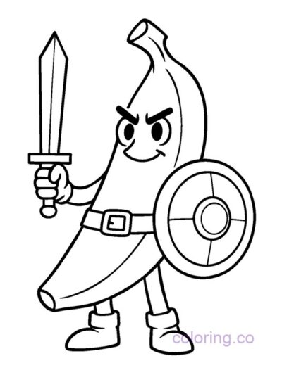 Banana Fantasy Warrior Teens Coloring Page