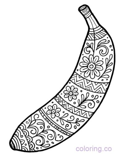 Intricate Banana Folk Art Coloring Page