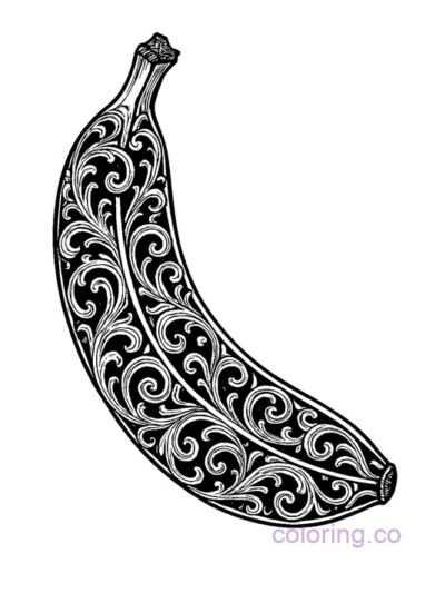 Intricate Gothic Style Banana Coloring Page
