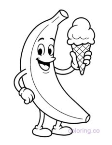 Cute Banana With Ice Cream | Coloring.co