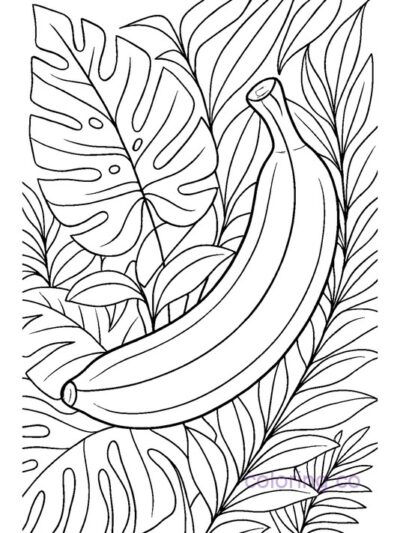 Banana Jungle Safari Coloring Page