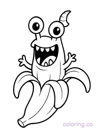 Banana Monster Friend Coloring Page