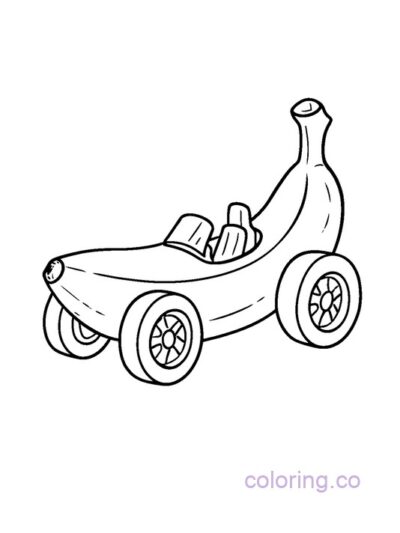 Fun Banana Race Car Coloring Page