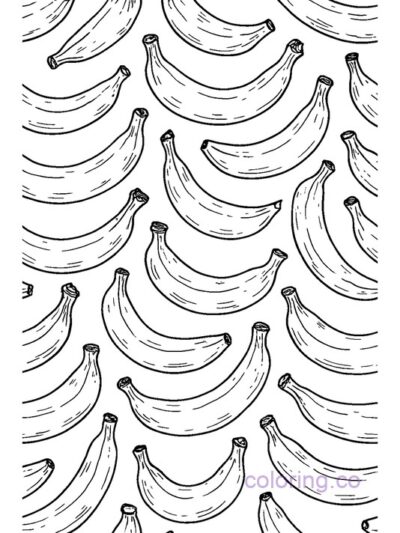Repeating Banana Doodle Pattern Coloring Page