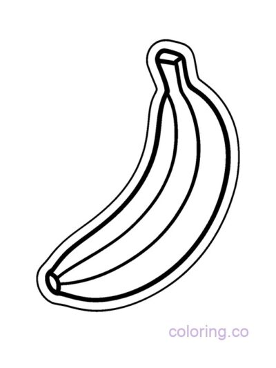 Banana Coloring Page for Kids - Sticker Style Fun