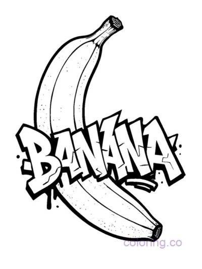 Funky Banana Graffiti Coloring Page