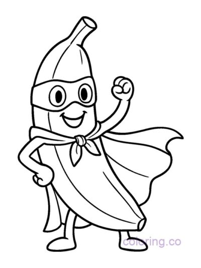 Banana Superhero Coloring Page