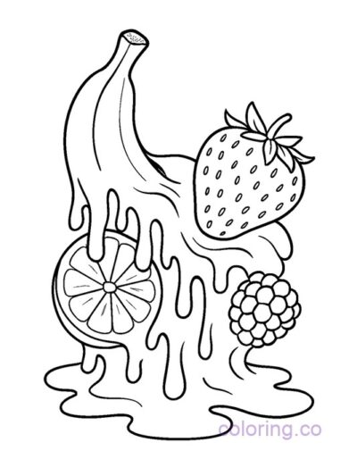 Surreal Banana Fruit Mashup Coloring Page