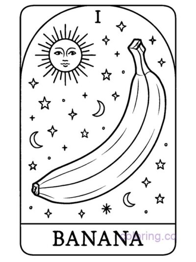 Banana Tarot Card Coloring Page