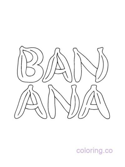 Fun Banana Word Art Coloring Page