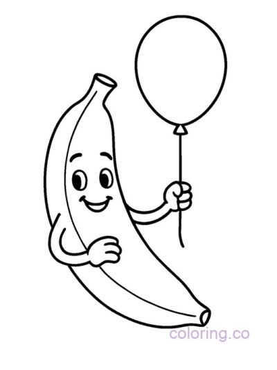Fun Banana and Balloon Coloring Page