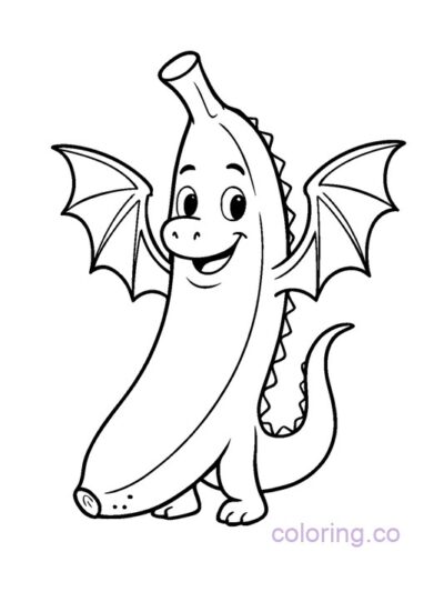 Cute Banana Dragon Coloring Page