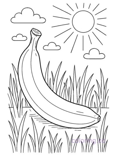 Banana in Sunlit Field Coloring Page