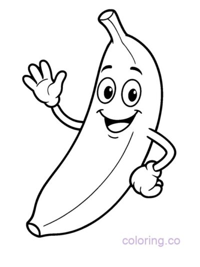Smiling Banana Coloring Page for Preschool Fun