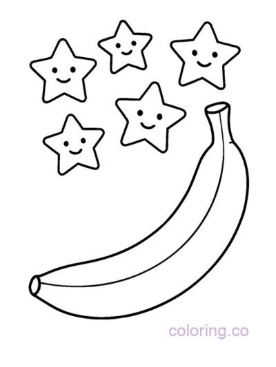 Fun Banana and Smiley Stars Coloring Page