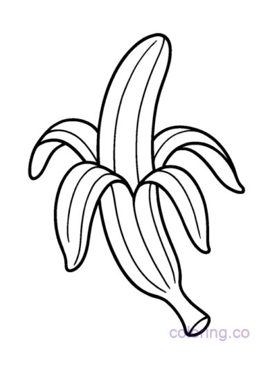 Cute Banana with Striped Peel Coloring Page
