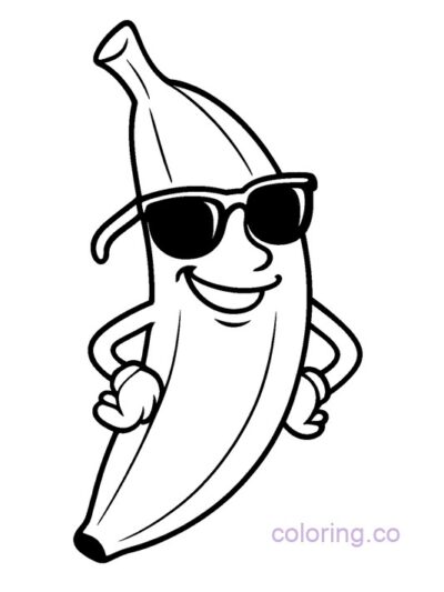 Cool Banana with Sunglasses Coloring Page