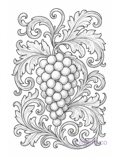 Baroque Grape Cluster Coloring Page