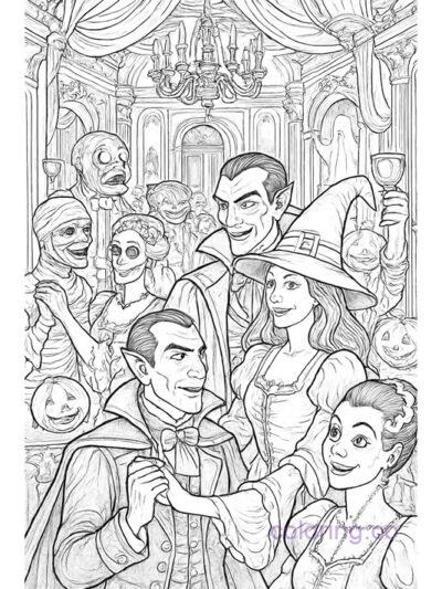 Baroque Halloween Costume Party Coloring Page