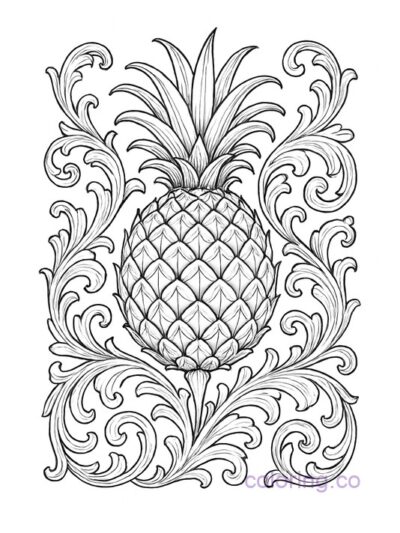 Intricate Baroque Pineapple Coloring Page