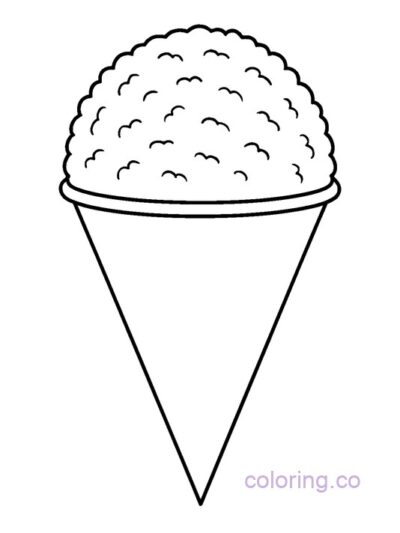 Simple Snow Cone Coloring Page for Preschoolers