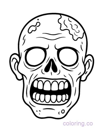 Easy Zombie Face Coloring Page
