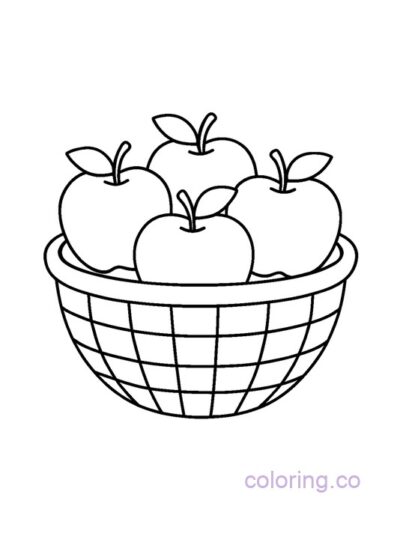Simple Apple Basket Coloring Page