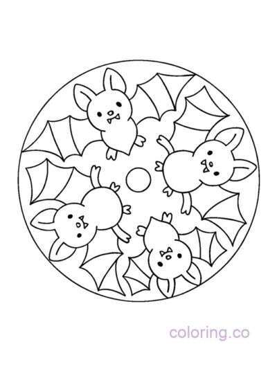 Cute Bat Mandala Coloring Page