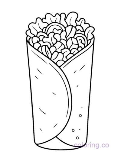 Fun Burrito Coloring Page for Preschool Kids