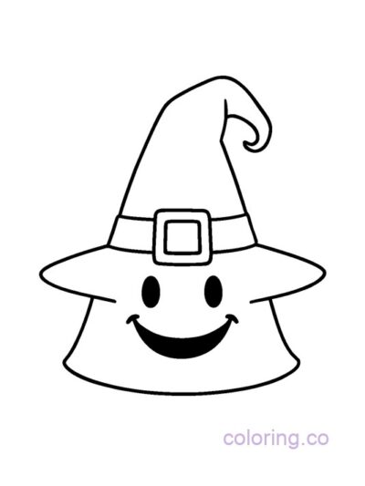 Cute Smiling Witch Hat Coloring Page