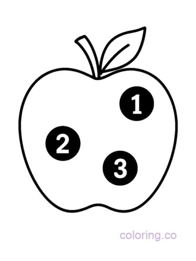 Big Apple Coloring Page with Counting Dots