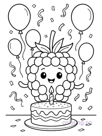 Cute Blackberry Birthday Party Coloring Page