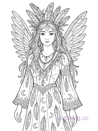 Boho Fairy Costume Coloring Page