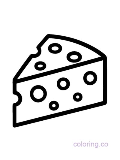 Fun Cheese Slice Coloring Page for Preschool Kids
