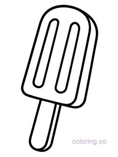 Bold Line Popsicle Coloring Page for Preschool